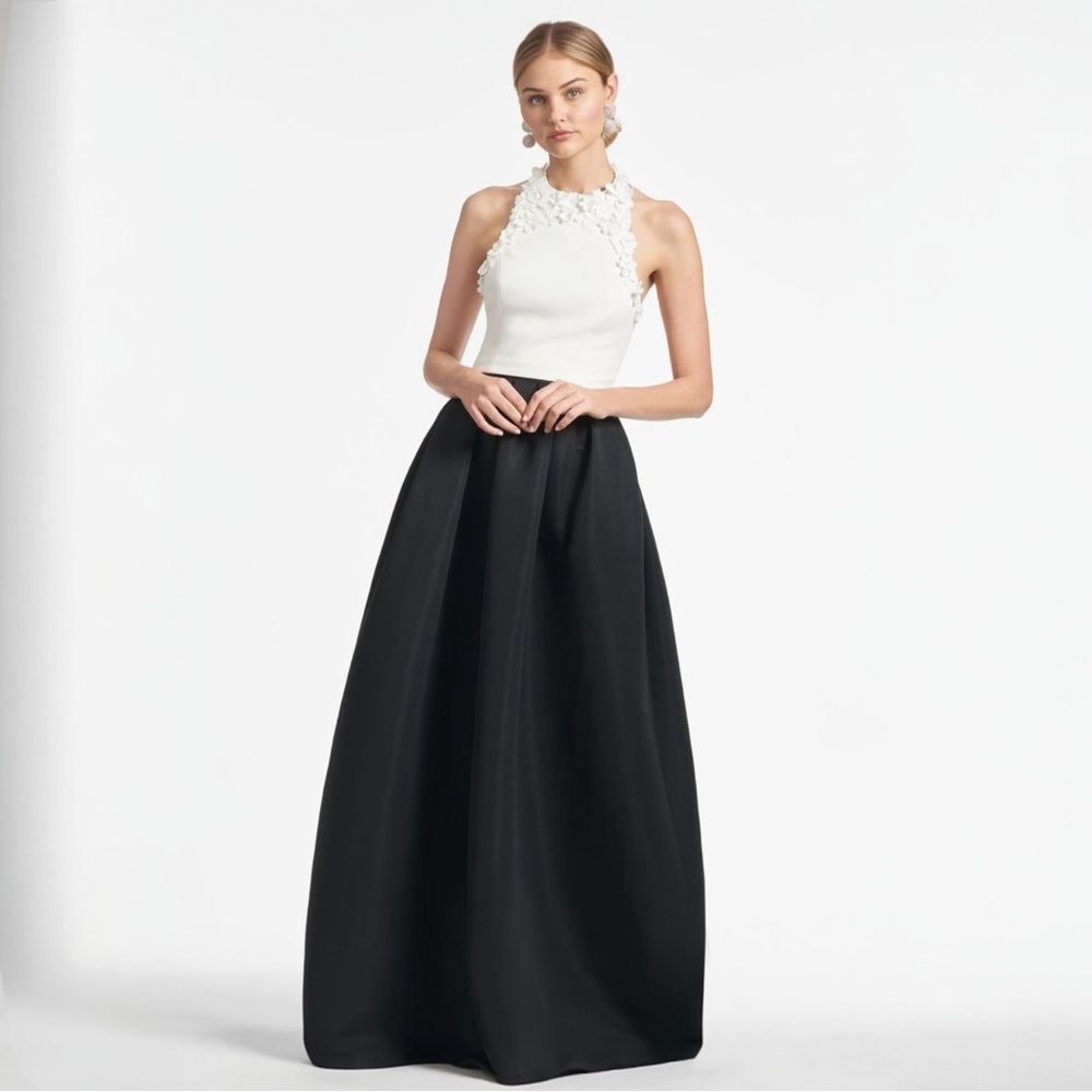 Sachin & Babi Dominique Gown Women's  Size 14 Floral Applique Pleated A-Line‎